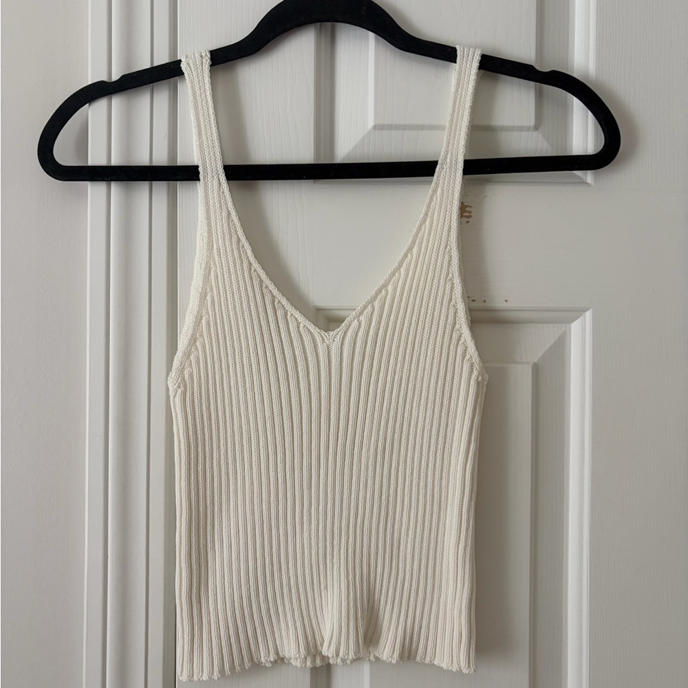 Brandy Melville Cream Ribbed Tank Top